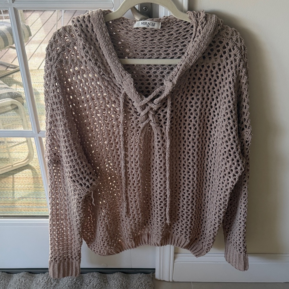 Miracle Women's Cowl Neck Sweater in Taupe